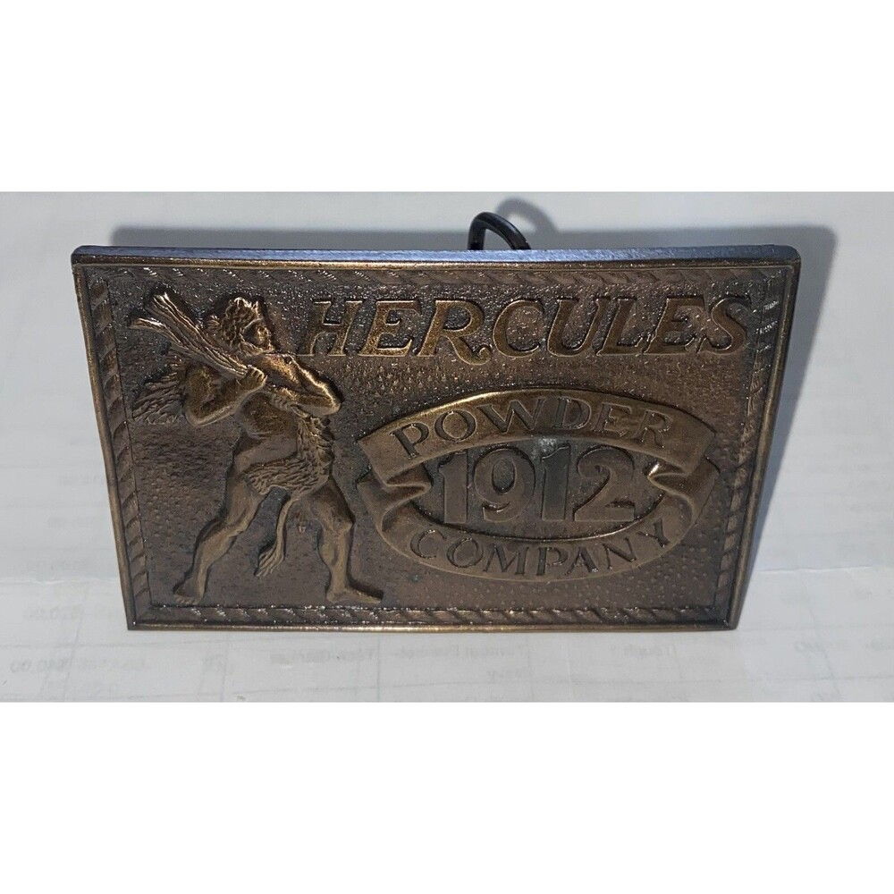 Vintage Hercules Powder Company 1912 Belt Buckle Bergamot Brass Works 1980